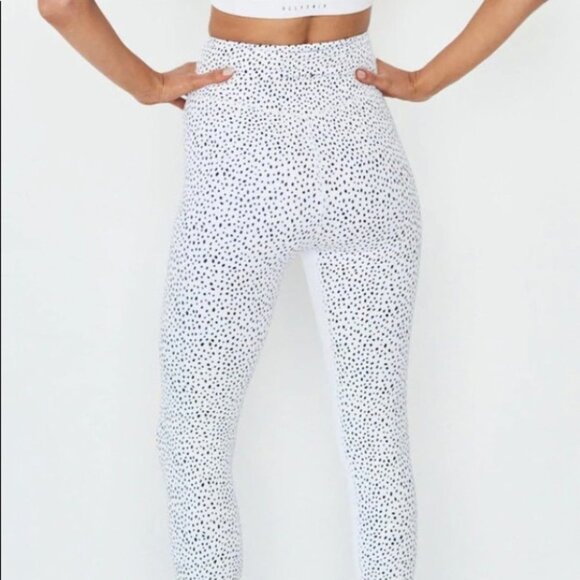 All Fenix‎ Leggings Size Medium White Black Polka Dot 7/8 Length “Montana” NWOT - Picture 8 of 12